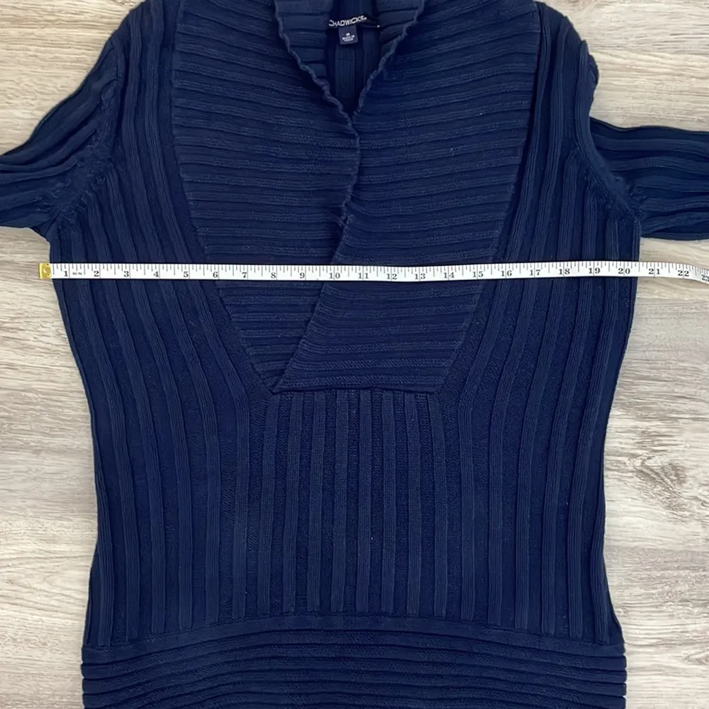 Chadwick’s Navy Blue Cross Wrap Front V-Neck Thick Long Sleeve Sweater Medium - Image 7