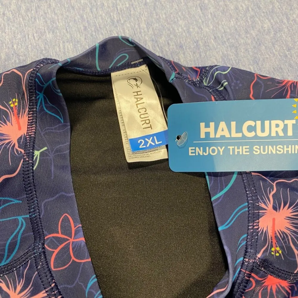 Halcurt Womens 2XL Long Sleeve Rash Guard Floral Swim Shirt Pink Size XXL - Image 2