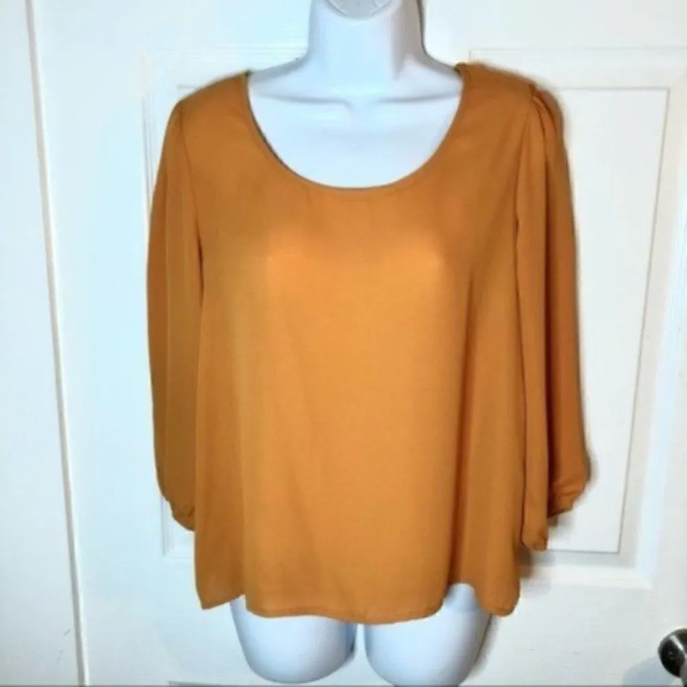 Brenda’s Button Back Blouse Mustard Yellow S - Image 8