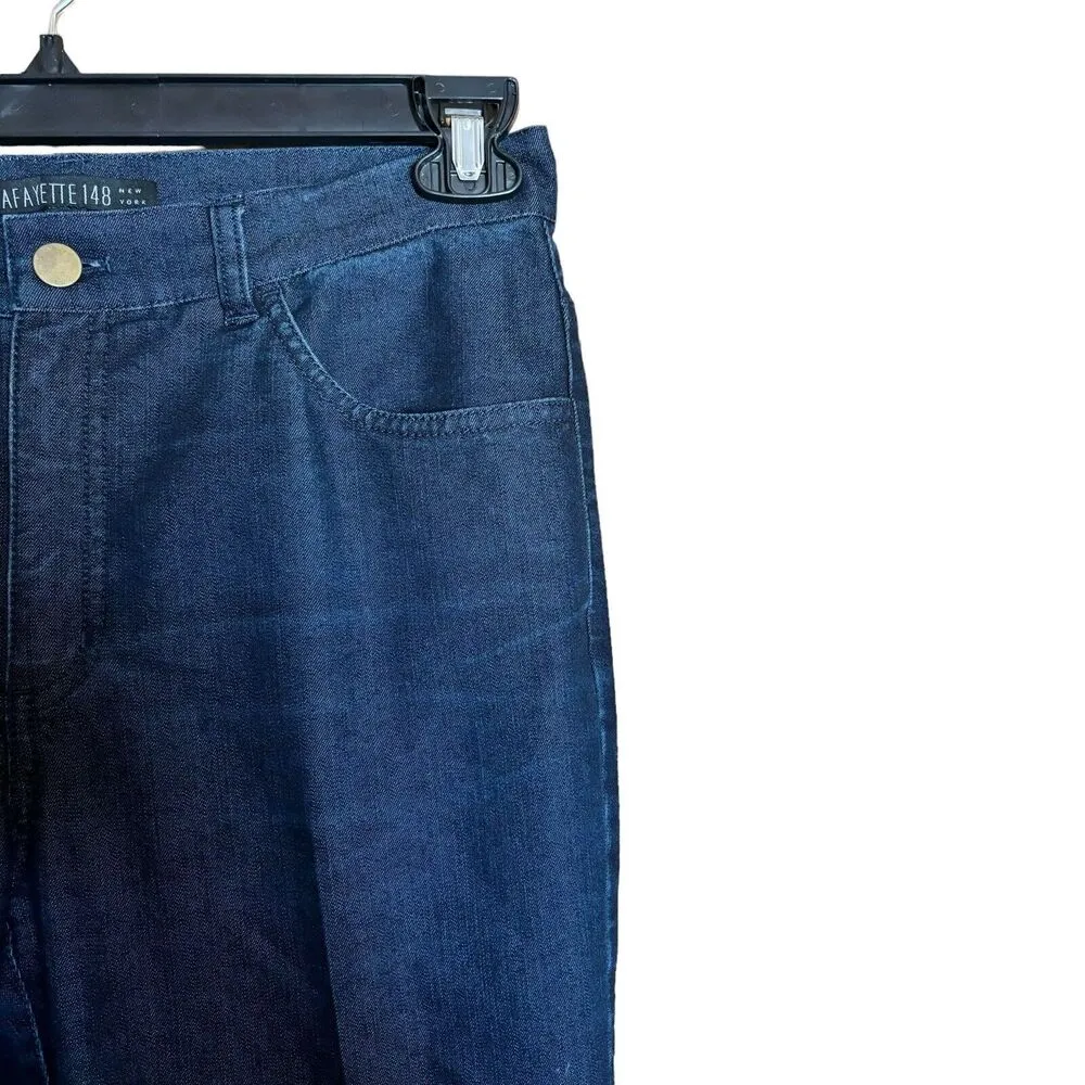 Lafayette 148 New York Jeans Womens 6 Blue Straight Mid Rise Denim Bottoms - Image 3