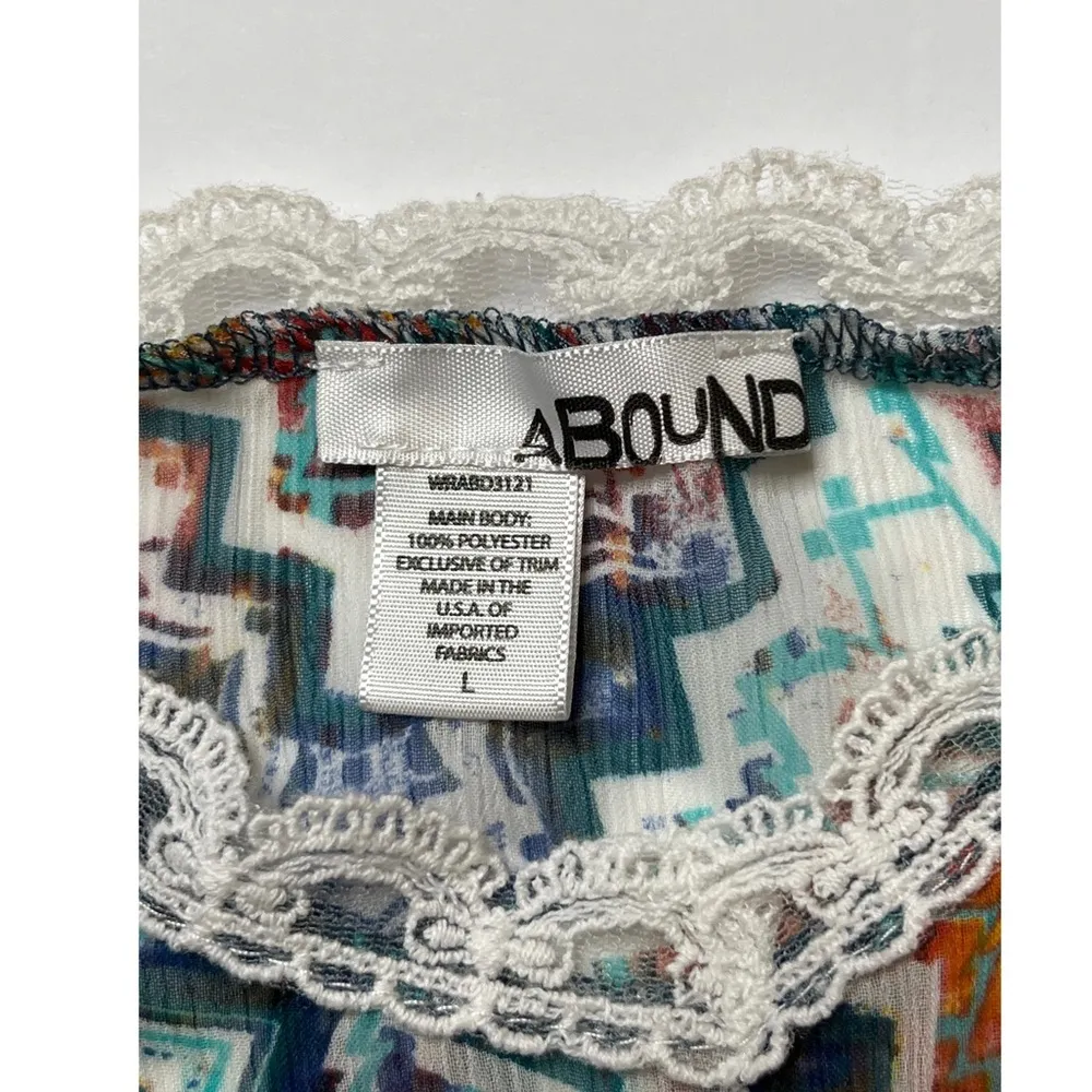 Abound Multi-color Abstract Lace Trim Camisole Top Sz L - Image 6