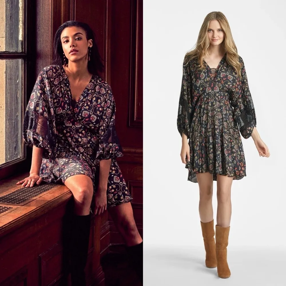 Sachin + Babi Caden Dress in Black Swirl Motif Print Size Medium - Image 3