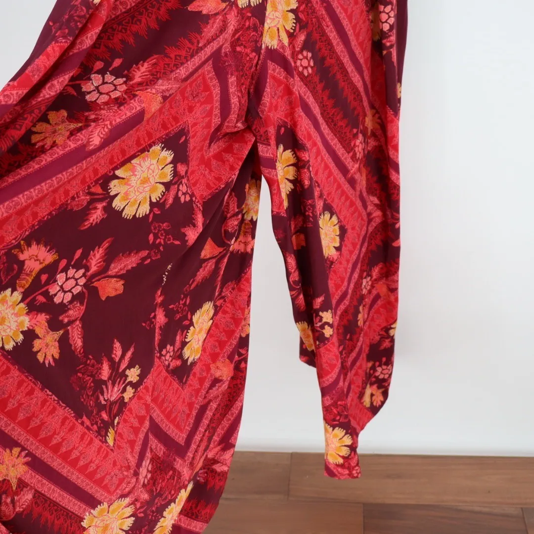 Free People Luca Floral Halter Neck Wide Leg Jumpsuit Size L - Image 4