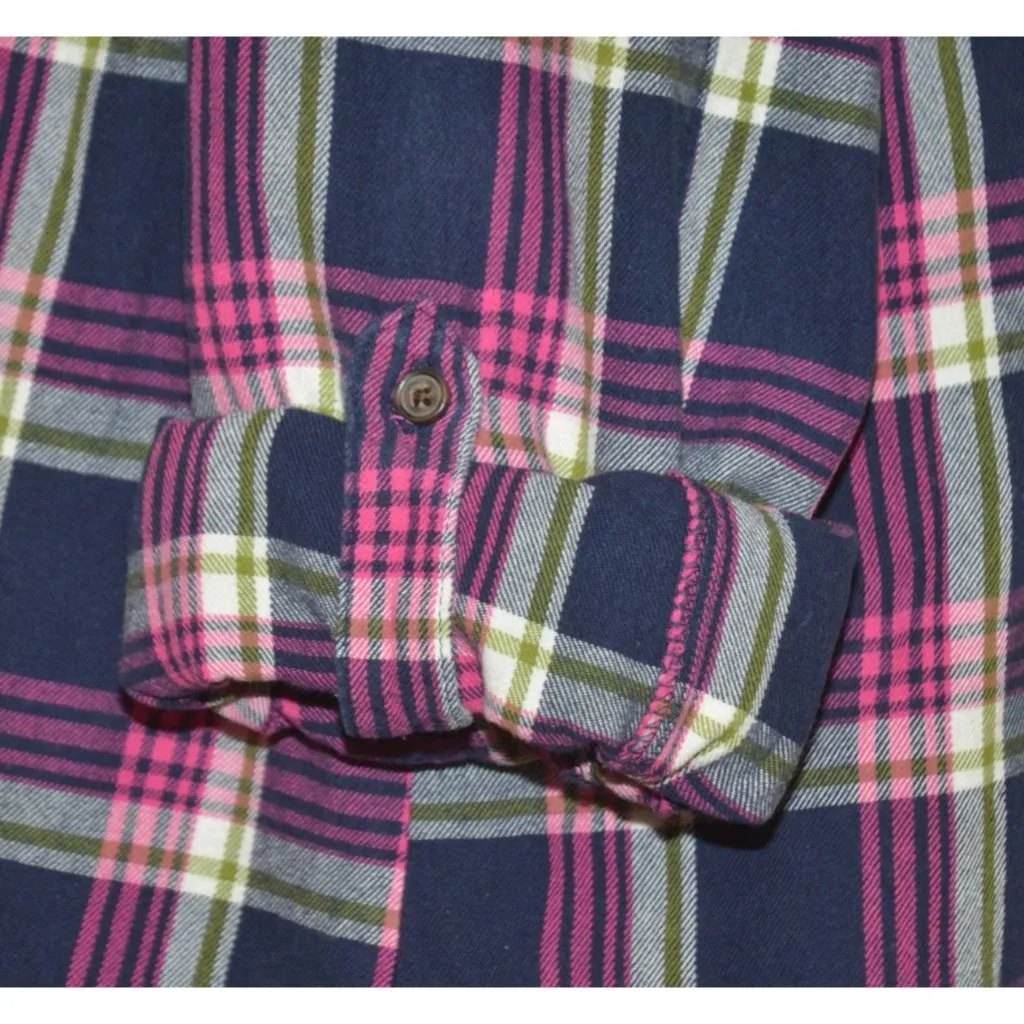 Magellan Outdoors Cotton Plaid Button Up Flannel Shirt Size 2XL Roll Tab Sleeves - Image 6