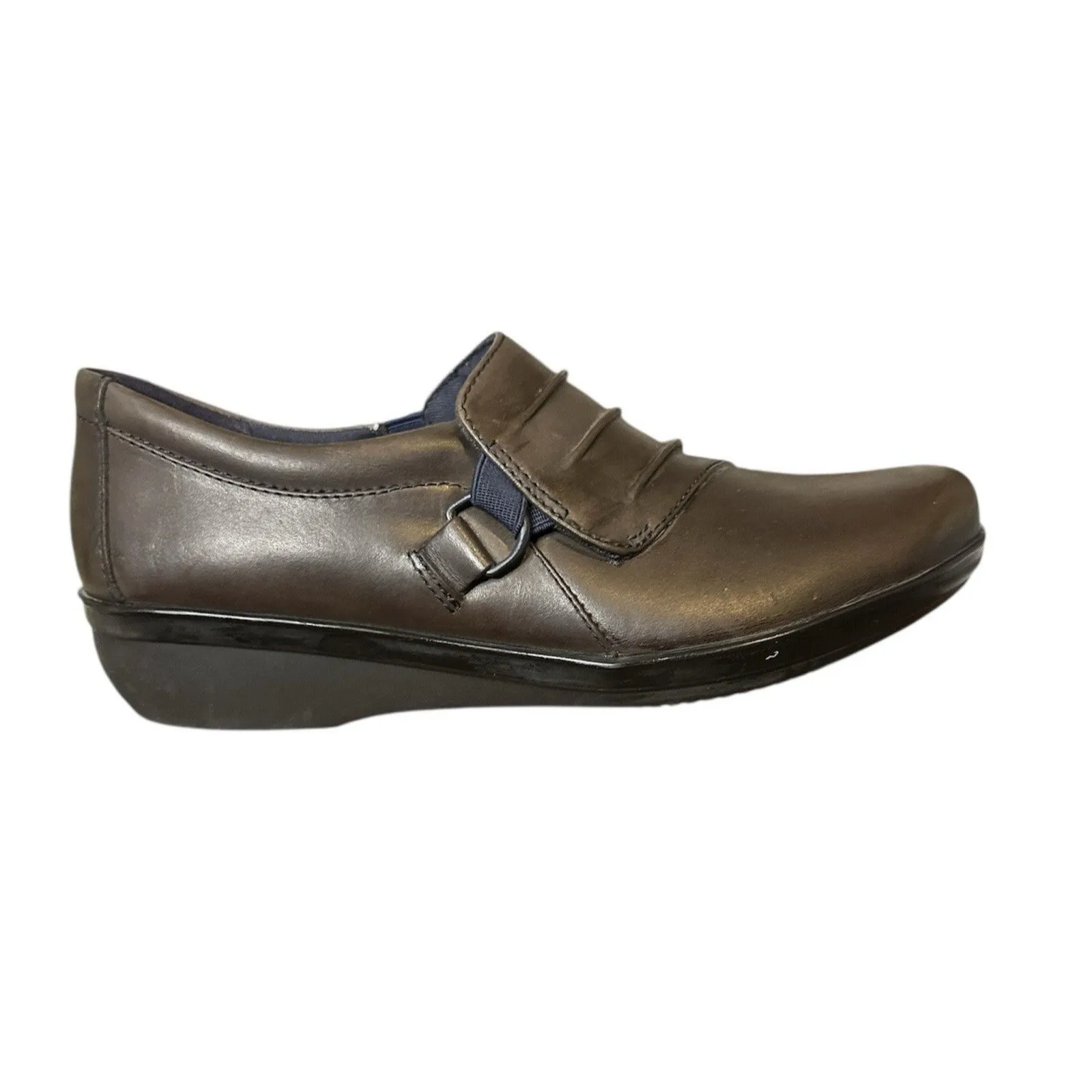 Clark’s Collection Everlay‎ Heidi Brown/Navy Loafer Size 7 Air Cushion Slip-on - Image 3