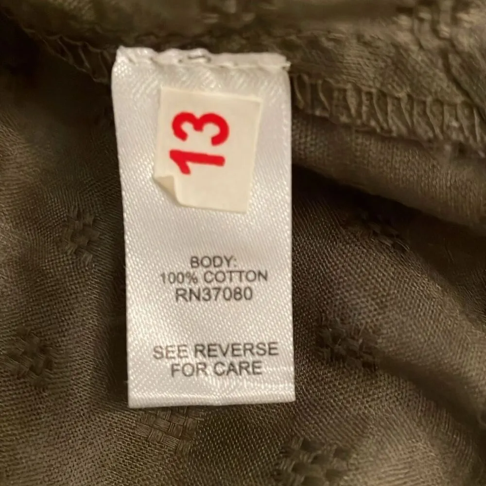 Versona Olive Green Boho Blouse Top Womens Size Medium NEW Cotton Casual Lace - Image 8