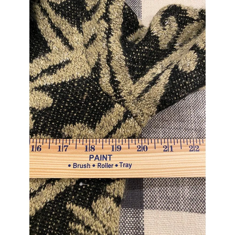 Chico’s Marielle Open Front Cardigan Sweater Faux Fur Collar Black &Gold Women’s - Image 10