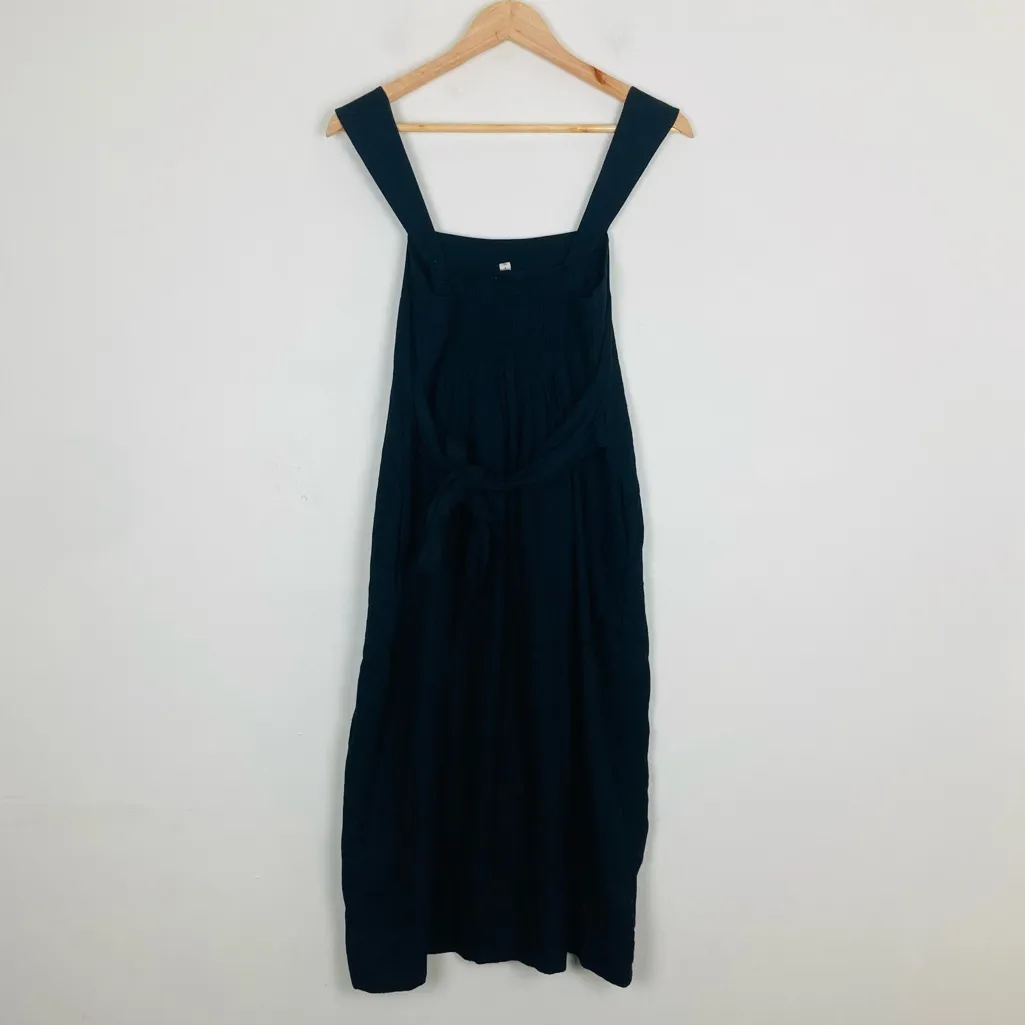 Anthropologie PILCRO black square neck tie back linen blend midi dress. Small - Image 8