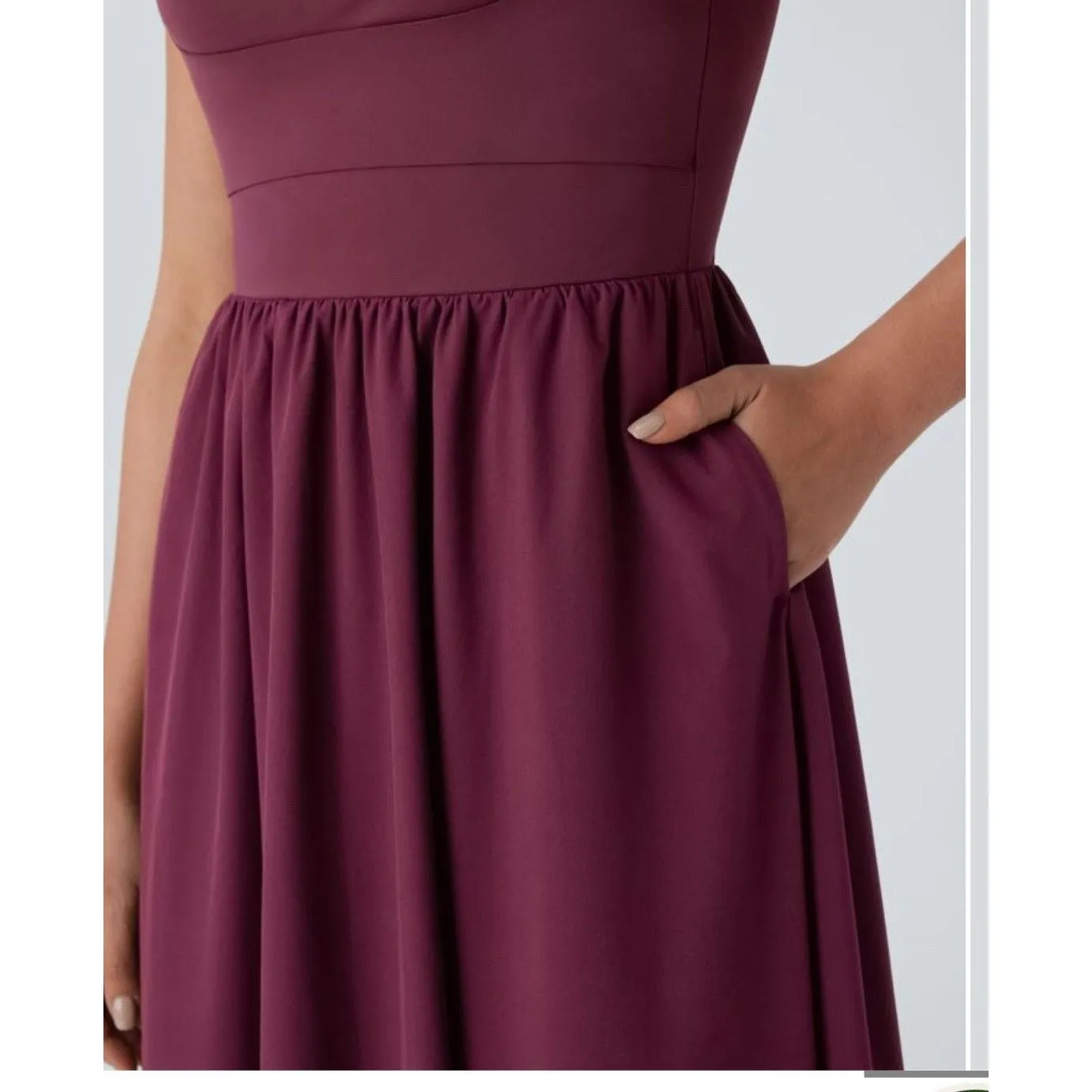 HALARA Breezeful Molded Cups Push Up Square Neck Maxi Dress Large Maroon NEW - Image 9