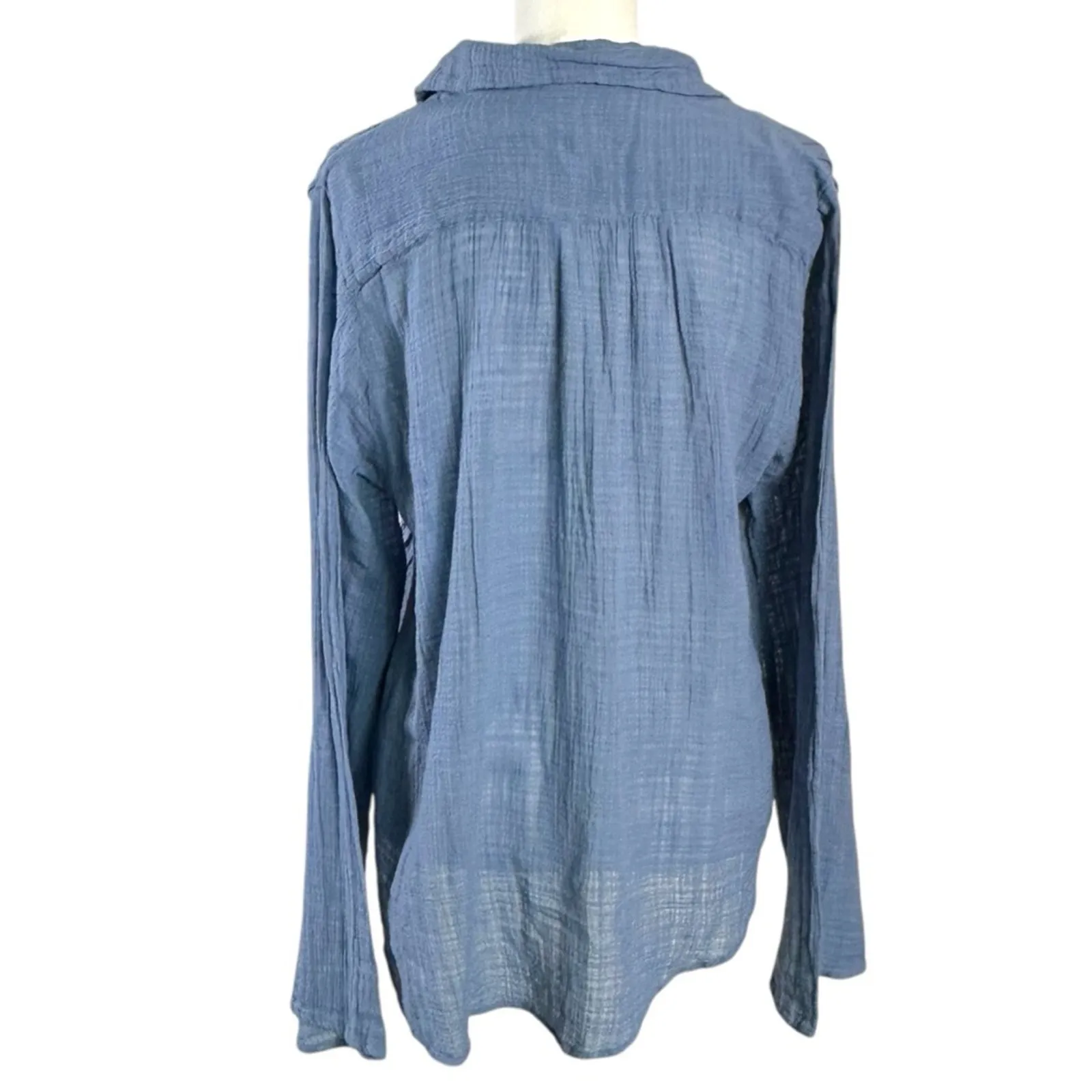 Free People FP One Mila Shirt Blue Ethereal Dainty Romantic Lace Gauze Medium - Image 7