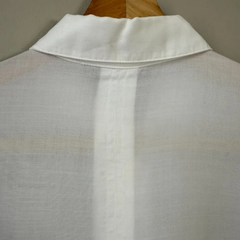 NWOT Cloth & Stone Anthropologie Ruffle Button Down Shirt Womens XS White Career - Image 11