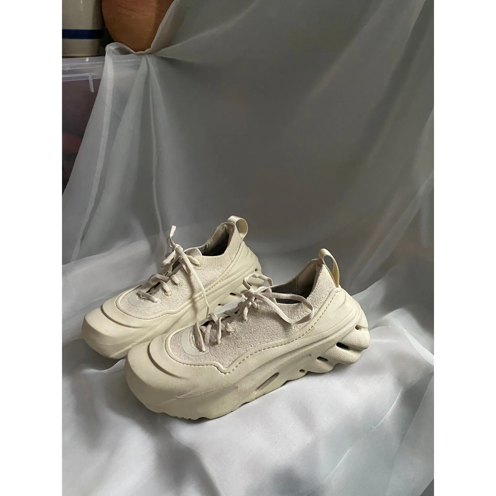 Crocs Echo Surge LiteRide Chunky Cream Platform Sneakers 8 Streetwear Preppy - Image 3