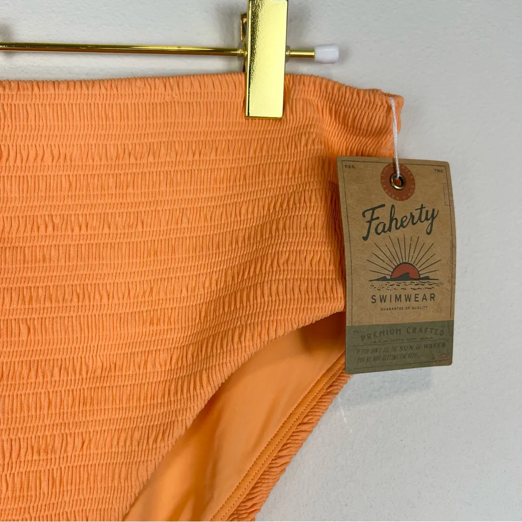 NWT Faherty Nantucket High Waisted Bikini Bottom Papaya Orange Size Large - Image 8