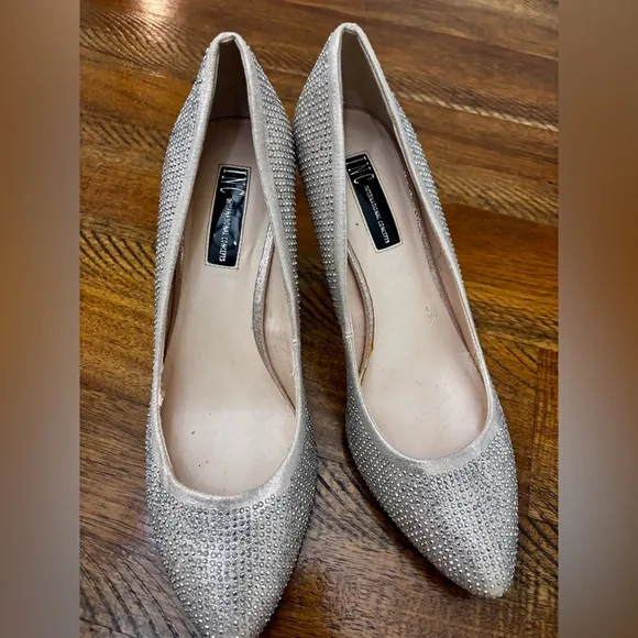 INC International Concepts Heels Silver Rhinestone Jeweled Pumps Size 10M - Image 2