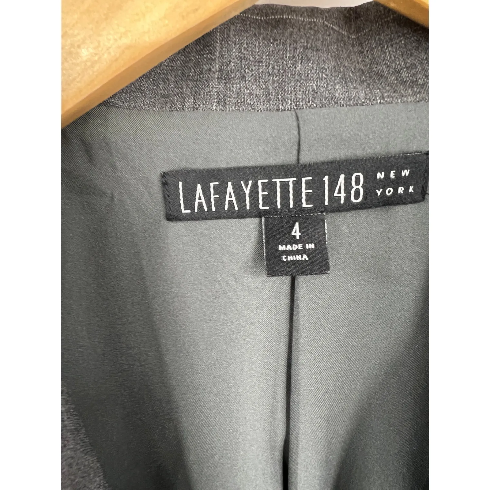 Lafayette 148 Women's One Button Blazer Jacket Long Sleeve Dark Gray Size 4‎ - Image 2