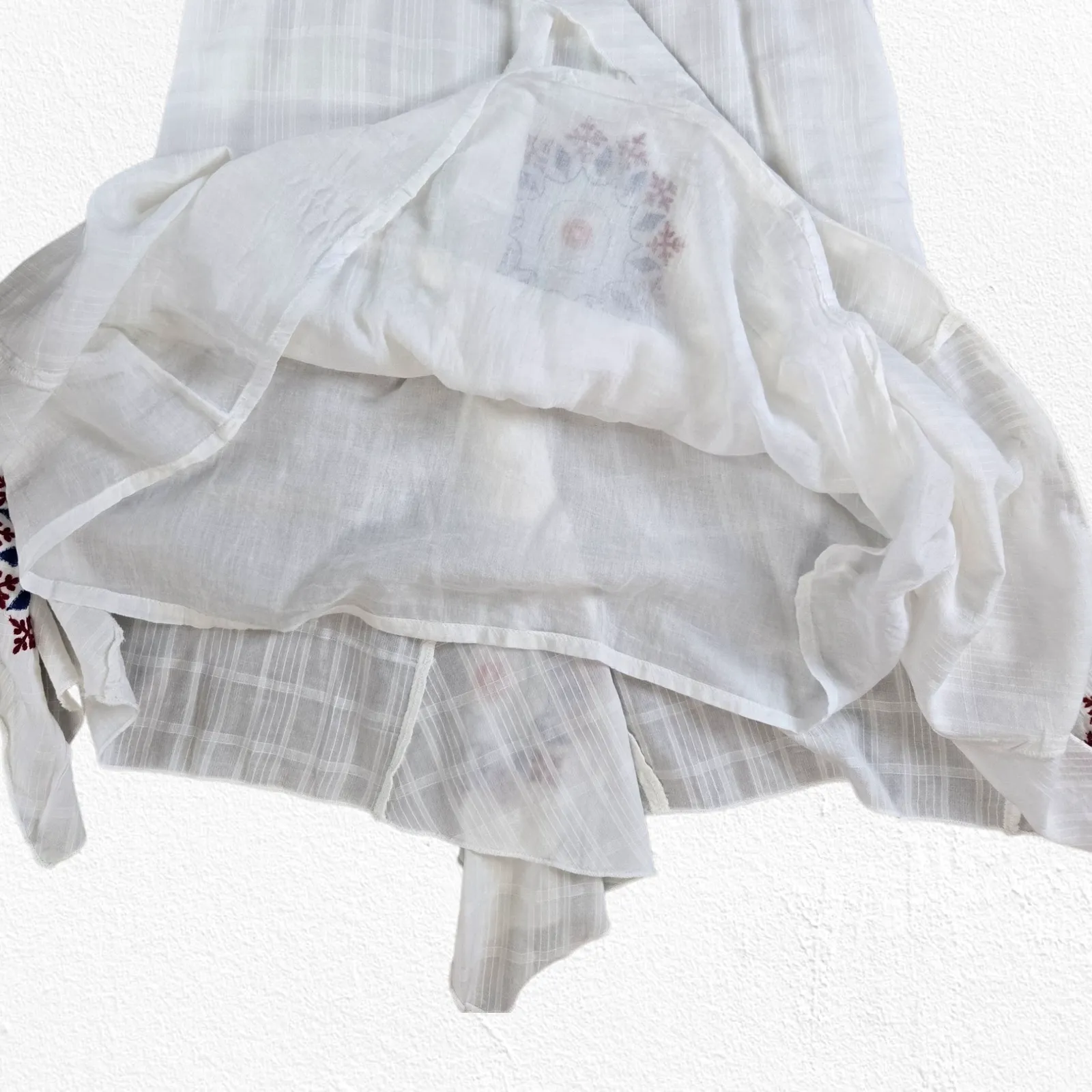 AREA Stars White Embroidered Handkerchief Tassel Boho Hi Low Dress Size Medium - Image 13