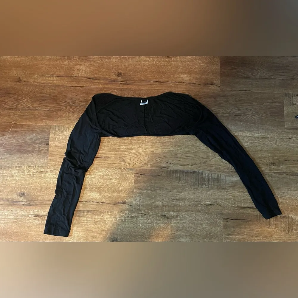 Women Crop Shrug Tops Casual Sun Protection Long Sleeve Cardigan Black Size L - Image 3