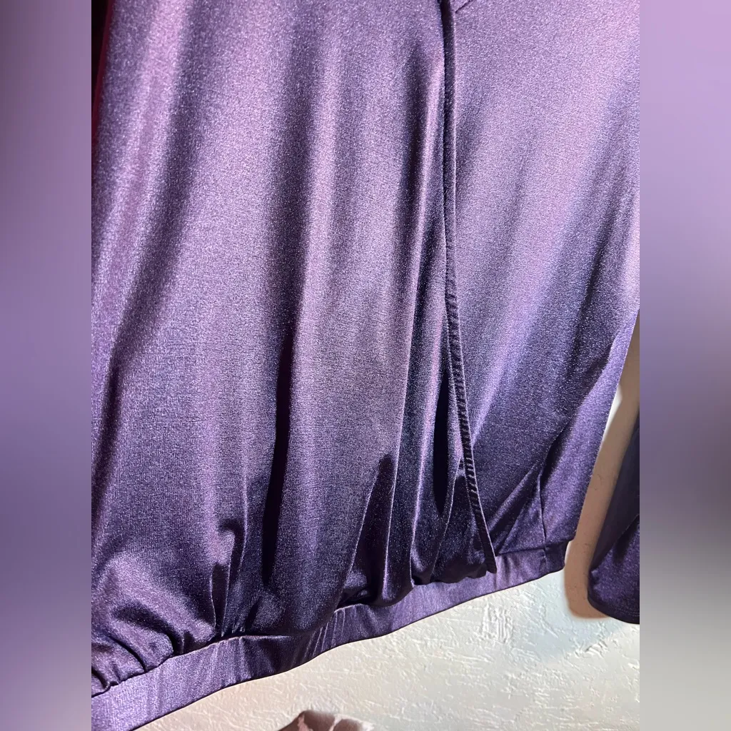 INC International Concepts Rich Purple Eggplant Blouse vneck loose fit layer M Size M - Image 3