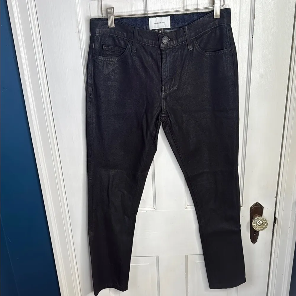 Current Elliott The Cropped Straight in Coated Black W1384 Sz 26 - Image 4