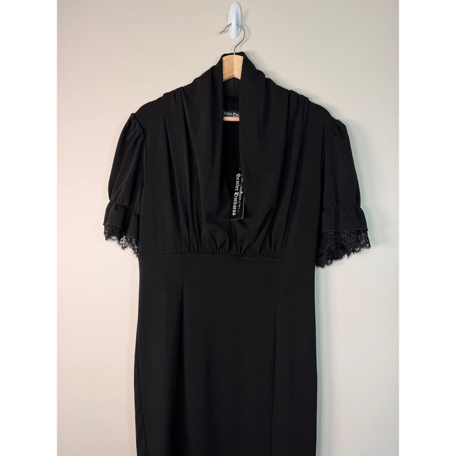 Scarlet Darkness Black Lace Trim Short Sleeve Gothic Lolita Dress Size L Size L - Image 2