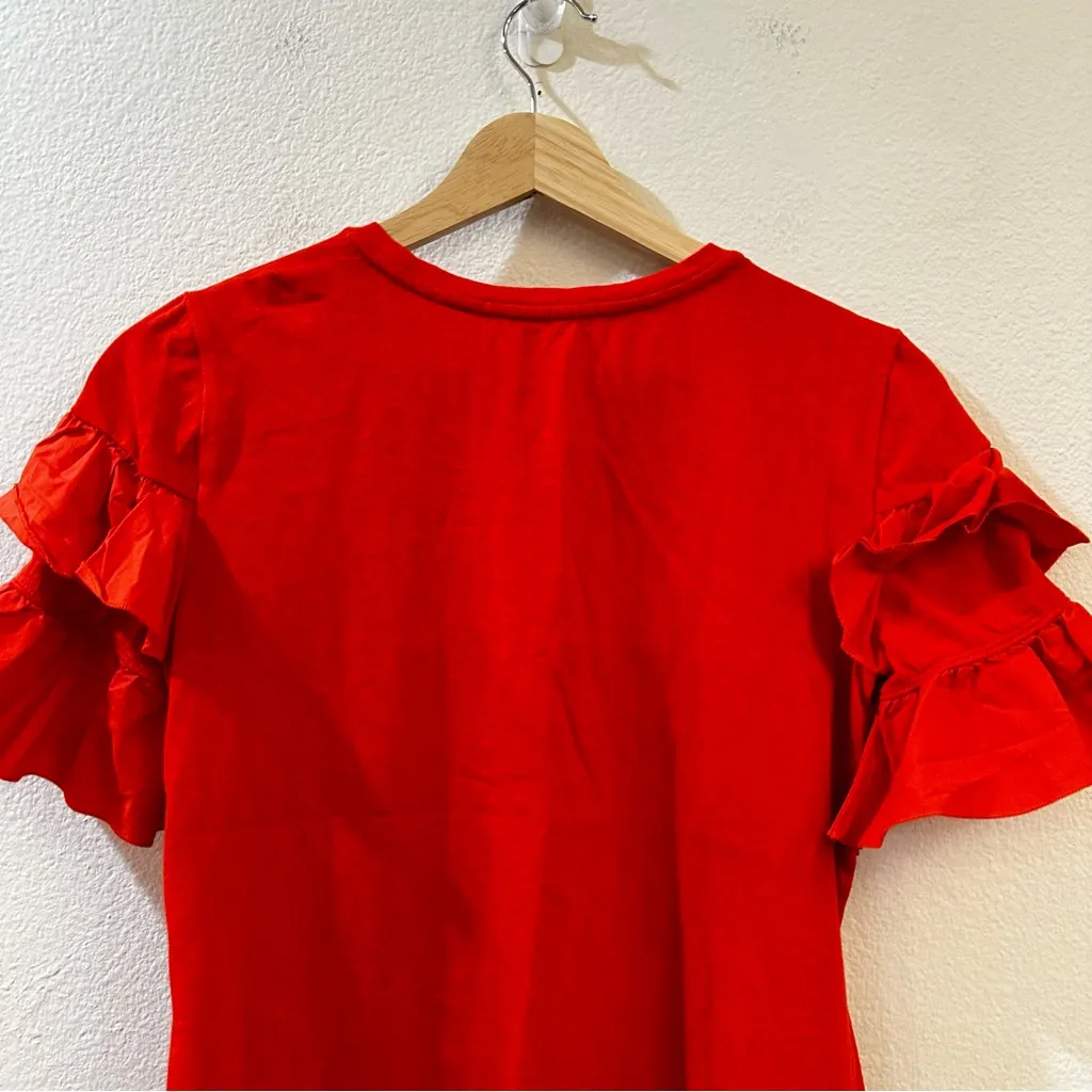 Tory Burch Women's Lennox Short Sleeve Crewneck Ruffled Blouse T-shirt Size XS - Image 6