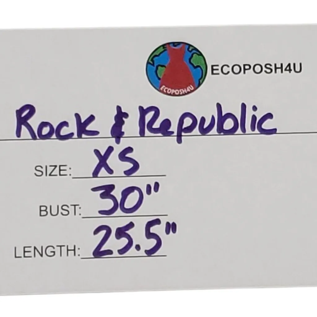 Rock & Republic Womens Navy Blue Star Print V-Neck Tee Size XS - Image 7