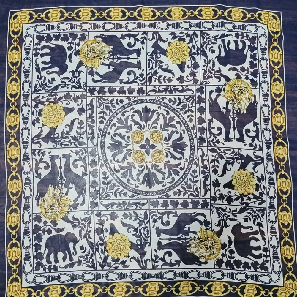Impressions navy gold Greek baroque square scarf - Image 3