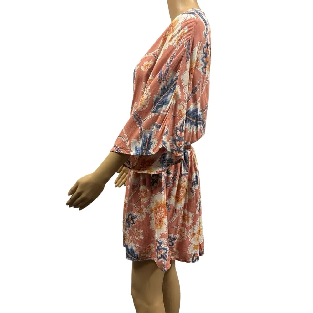 Oneill Amaze Canyon Clay Cotton Floral Half Sleeve Mini Dress Womens Large - Image 3