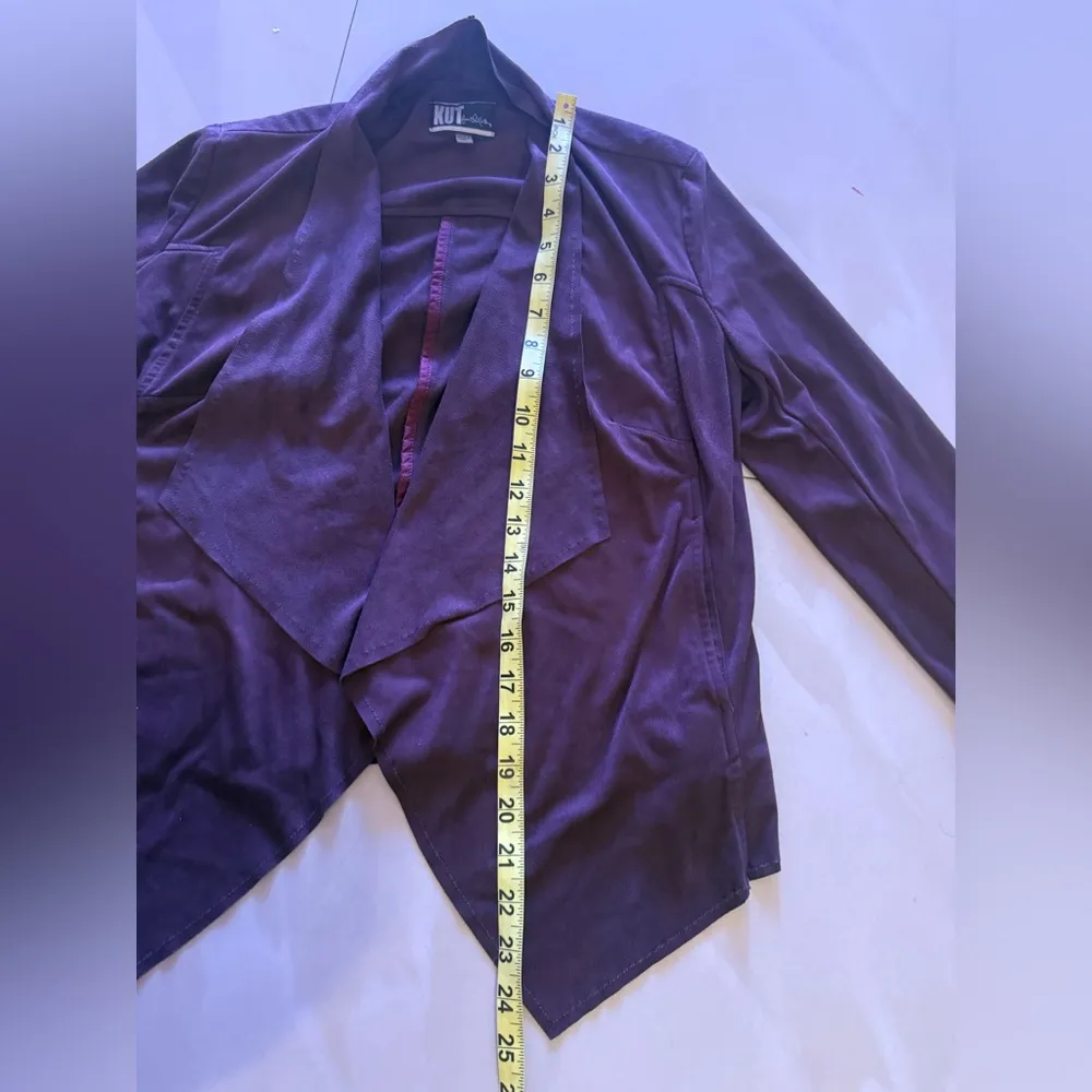 KUT from the Kloth Faux Suede Draped Open Lightweight Blazer Burgundy size XS - Image 11