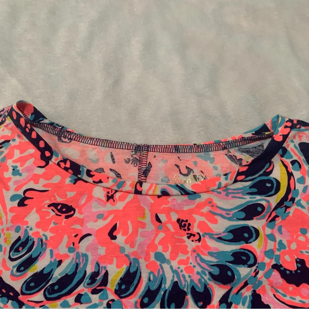 Lilly Pulitzer size XS tunic Coral pink Navy Mini Dress - Image 4