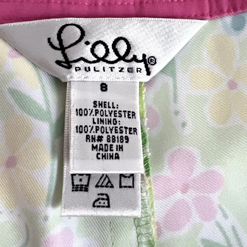 Lilly Pulitzer Vintage Sz 8 Skort White Label Cats Pink Yellow Green Blue - Image 6
