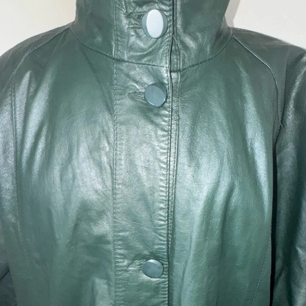 Vintage PELLE New York Milano Green Leather Women’s Coat Jacket - Image 10