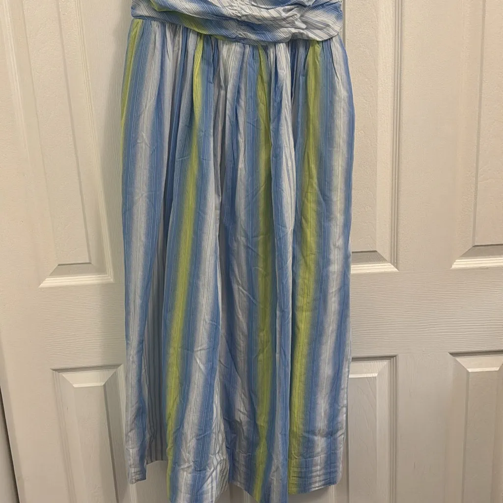 NWT Anthropologie Square-Neck Drop-Waist Maxi Dress size medium Blue - Image 6