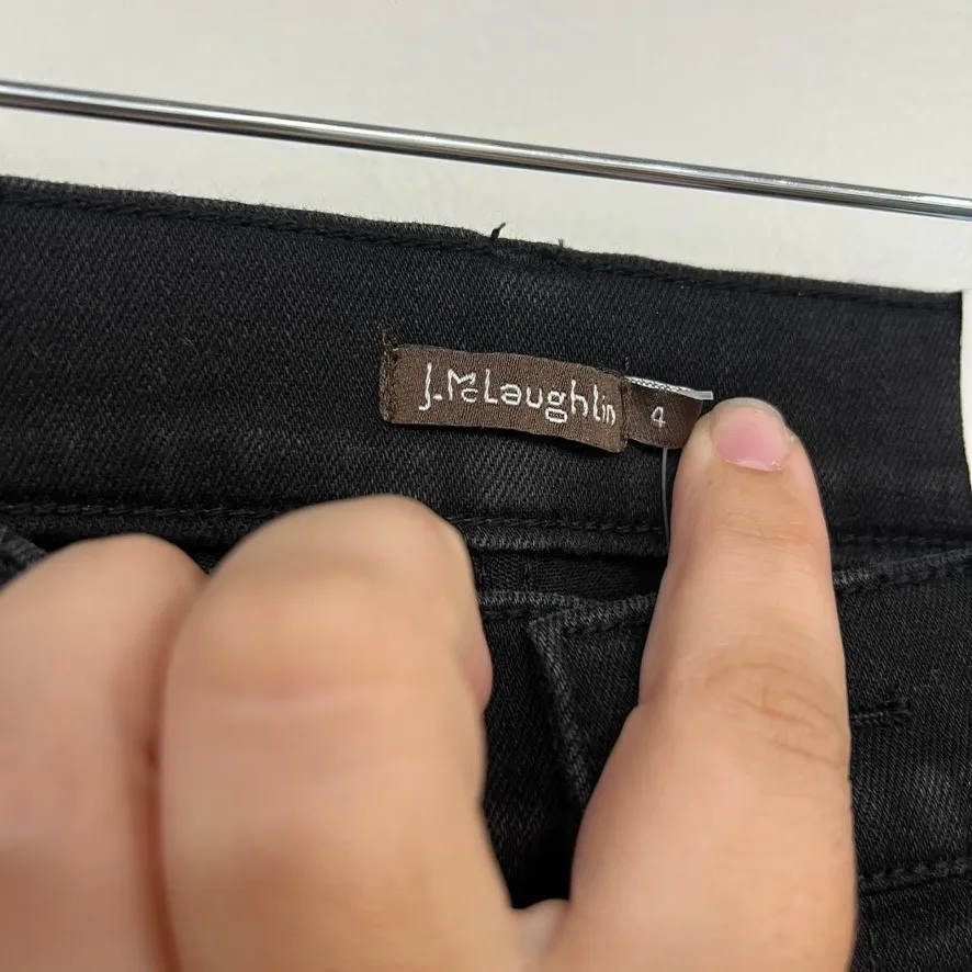 J Mclaughlin Charter Pant 4 NWT $178 Jeans Wide Leg Cotton Stretch Black Solid - Image 4