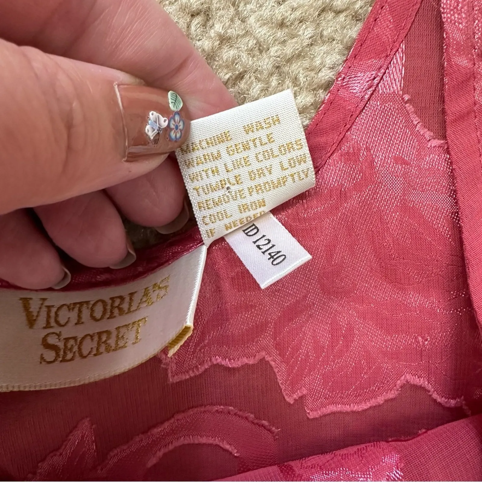 Vintage Victoria’s Secret Gold Label Satin Tank Top Pink Floral Size Large - Image 7