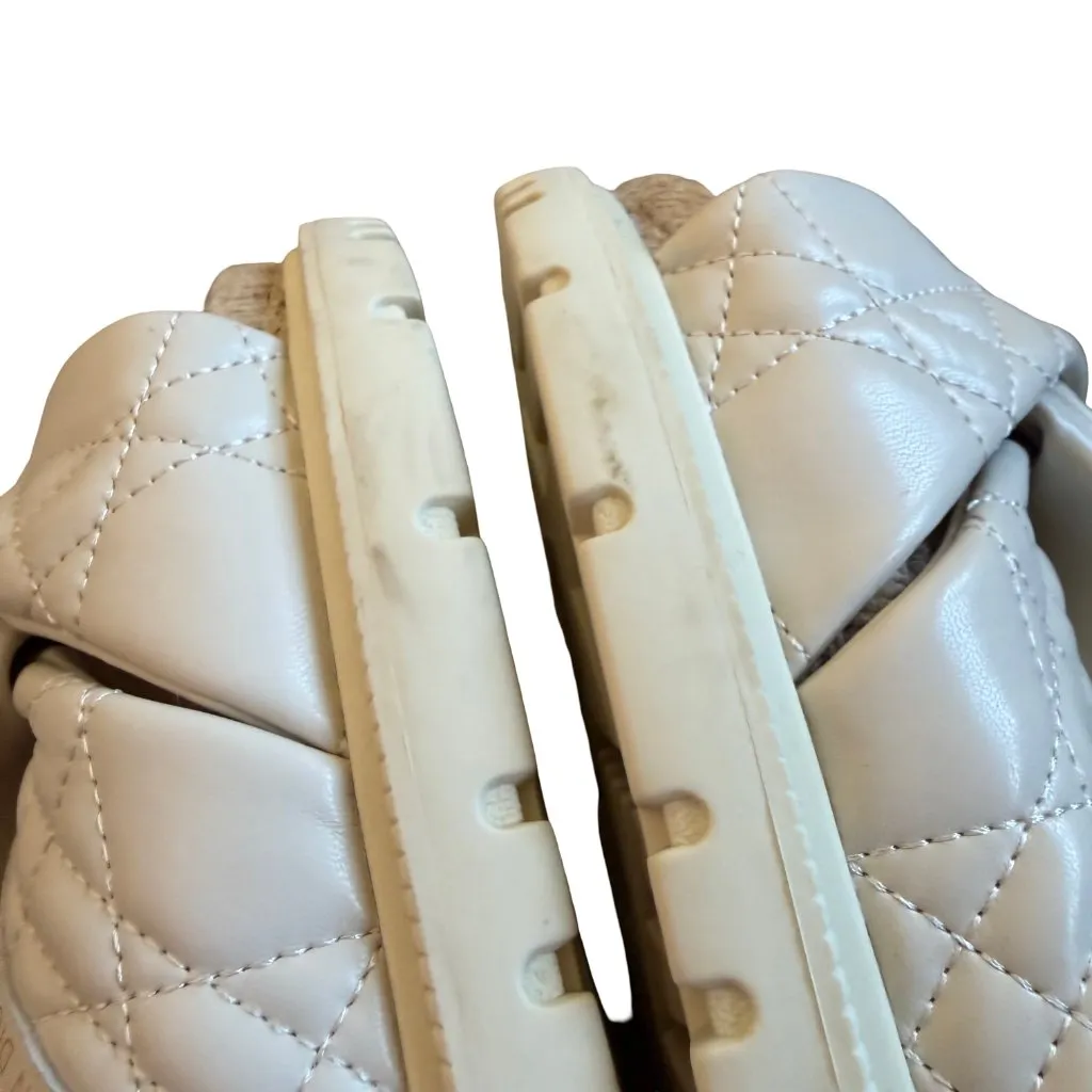 Dior Dtwist Off White Slide Sandals Cannage Quilted Lambskin Espadrilles Size 38 - Image 5