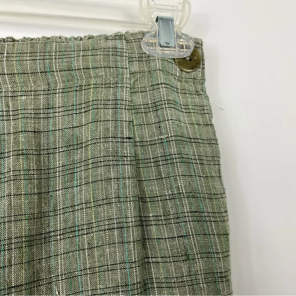 Flax‎ Green Plaid Petite Linen Pants Size Petite - Image 2