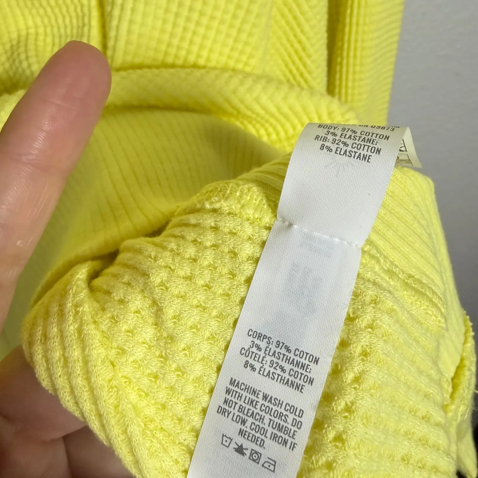 AE Offline Yellow Waffle Knit Long Sleeve Crewneck Top Size M Size M - Image 3