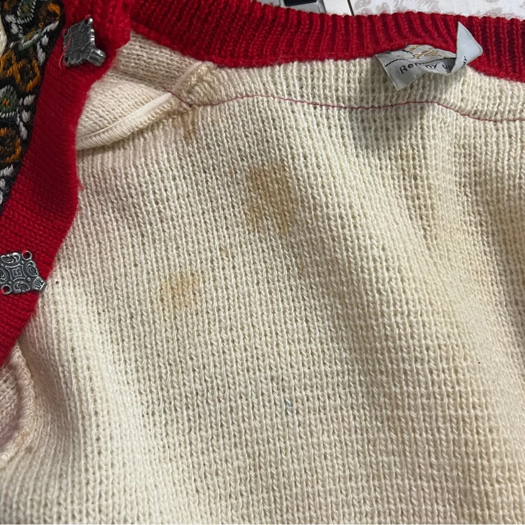 Vintage 70s Gann Sport Norwegian Wool Cardigan Pewter Clasps Size 38 Red Size M - Image 8