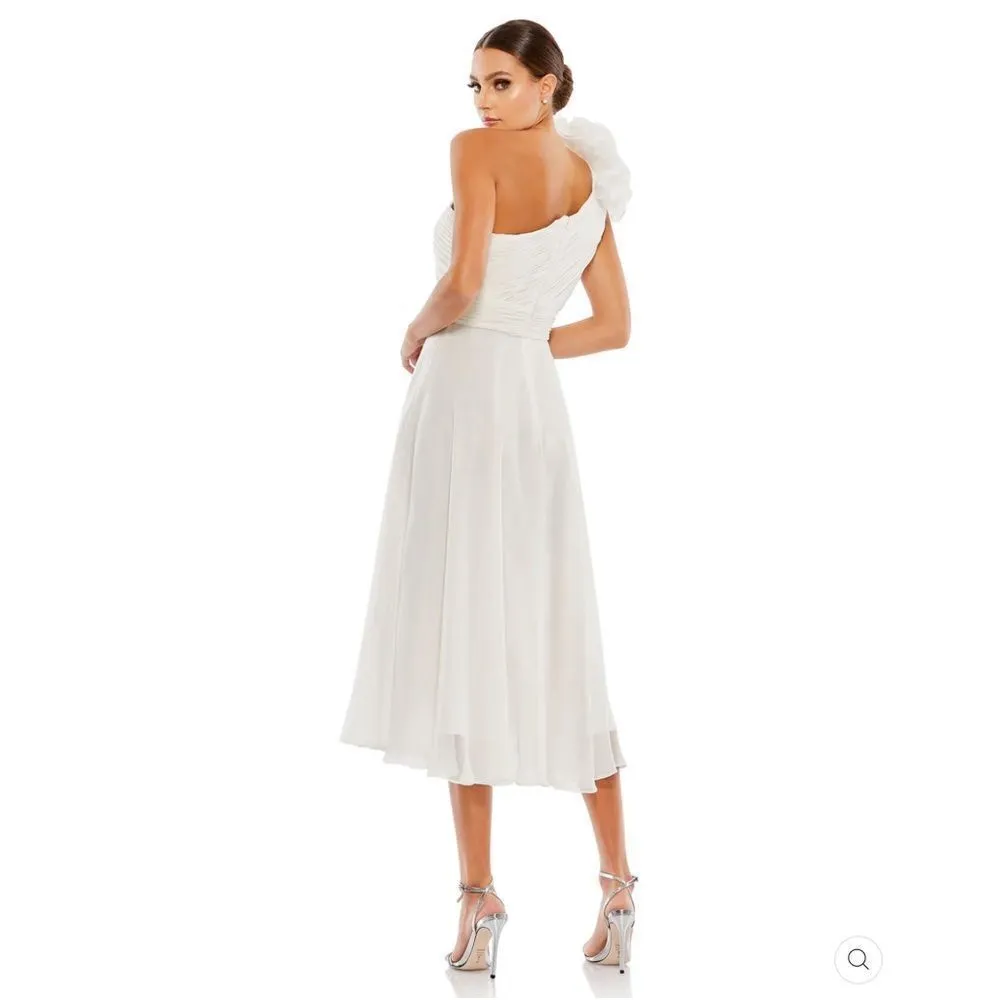 NWT Mac Duggal ROSETTE ONE SHOULDER TEA LENGTH DRESS - Image 5