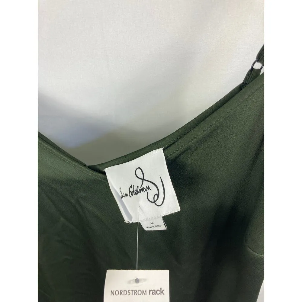 NWT Sam Edelman satin Spaghetti Strap Green Dress Size 10 - Image 2