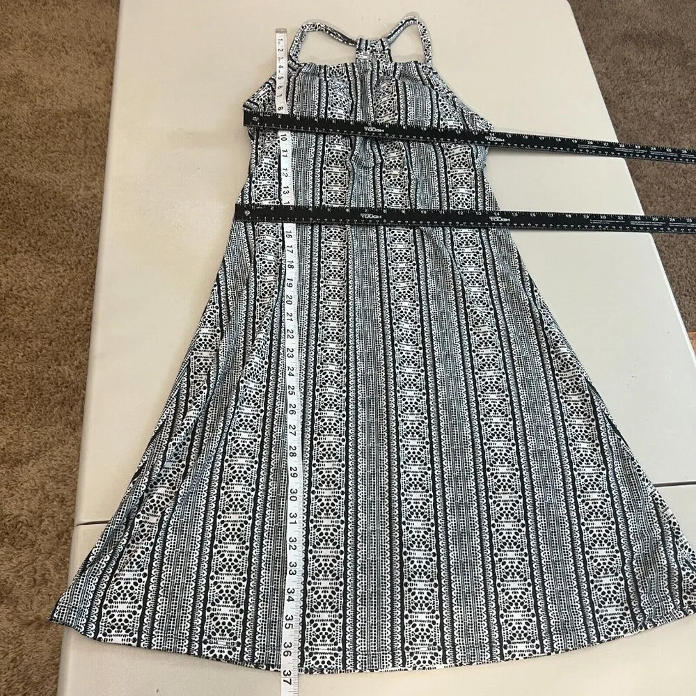 Prana Dress Medium Black White Print Quinn Sleeveless Built in Bra Active Casual - Image 2