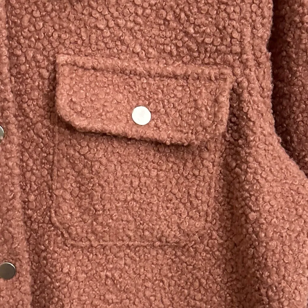 Soft Surroundings Campera Shacket Rose Pink Mauve Teddy Jacket Coat Size Large - Image 6