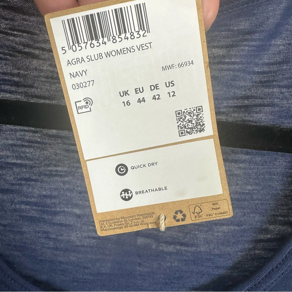 Mountain Warehouse IsoCool Gorpcore Navy Tank Quick Dry UV Outdoor Travel 12 NWT - Image 6