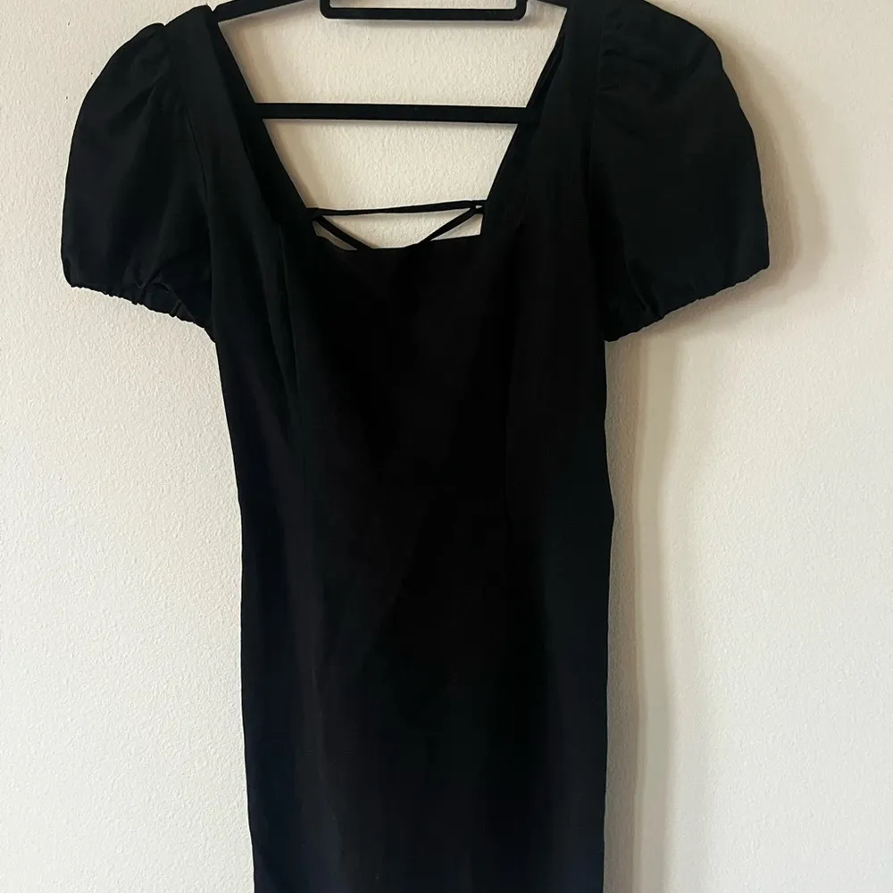 Zara Black Puff Sleeve Dress - Image 2
