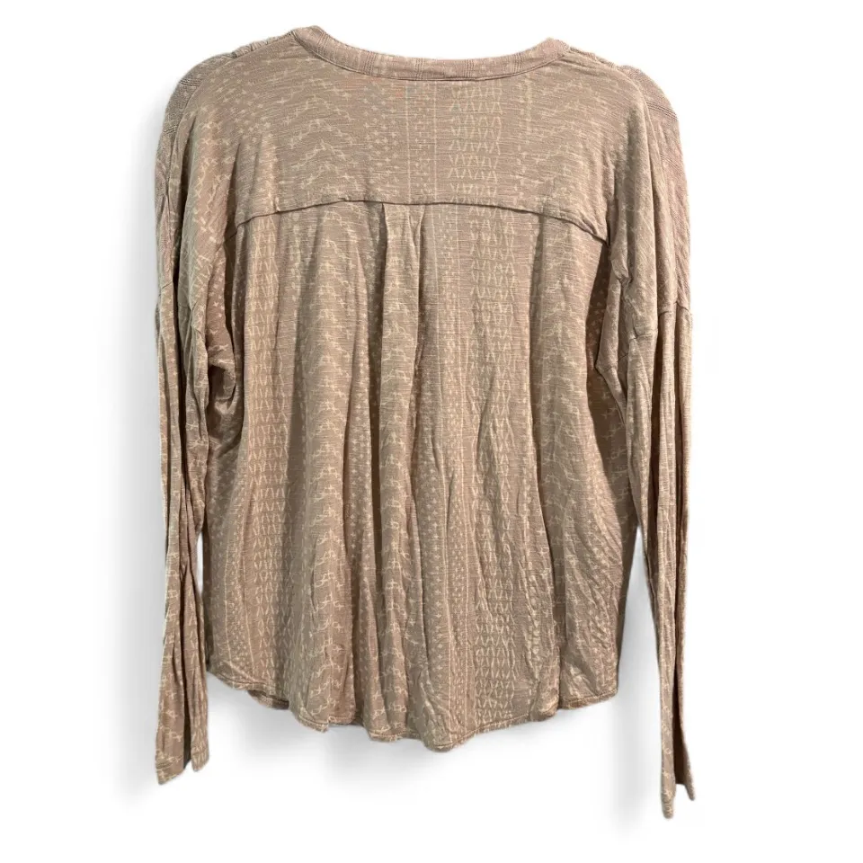 Lucky Brand Boho Lightweight‎ Button-Front V-Neck Top Neutral Stripe - Image 2