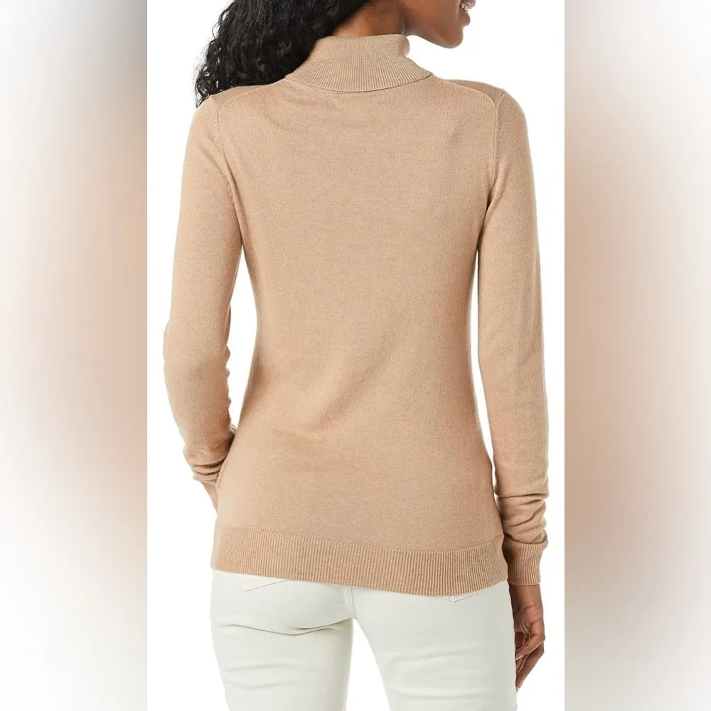 Amazon Essentials Camel Tan Neutral Turtleneck Pullover Sweater sz XS - Image 2