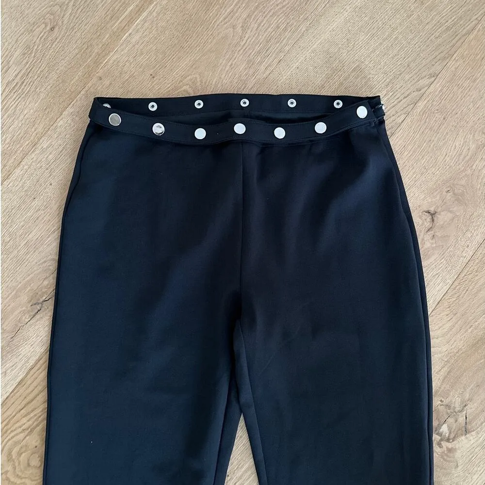 White Fox Boutique - I Want You Stud Waist Flare Pants in Black & Silver - Image 2