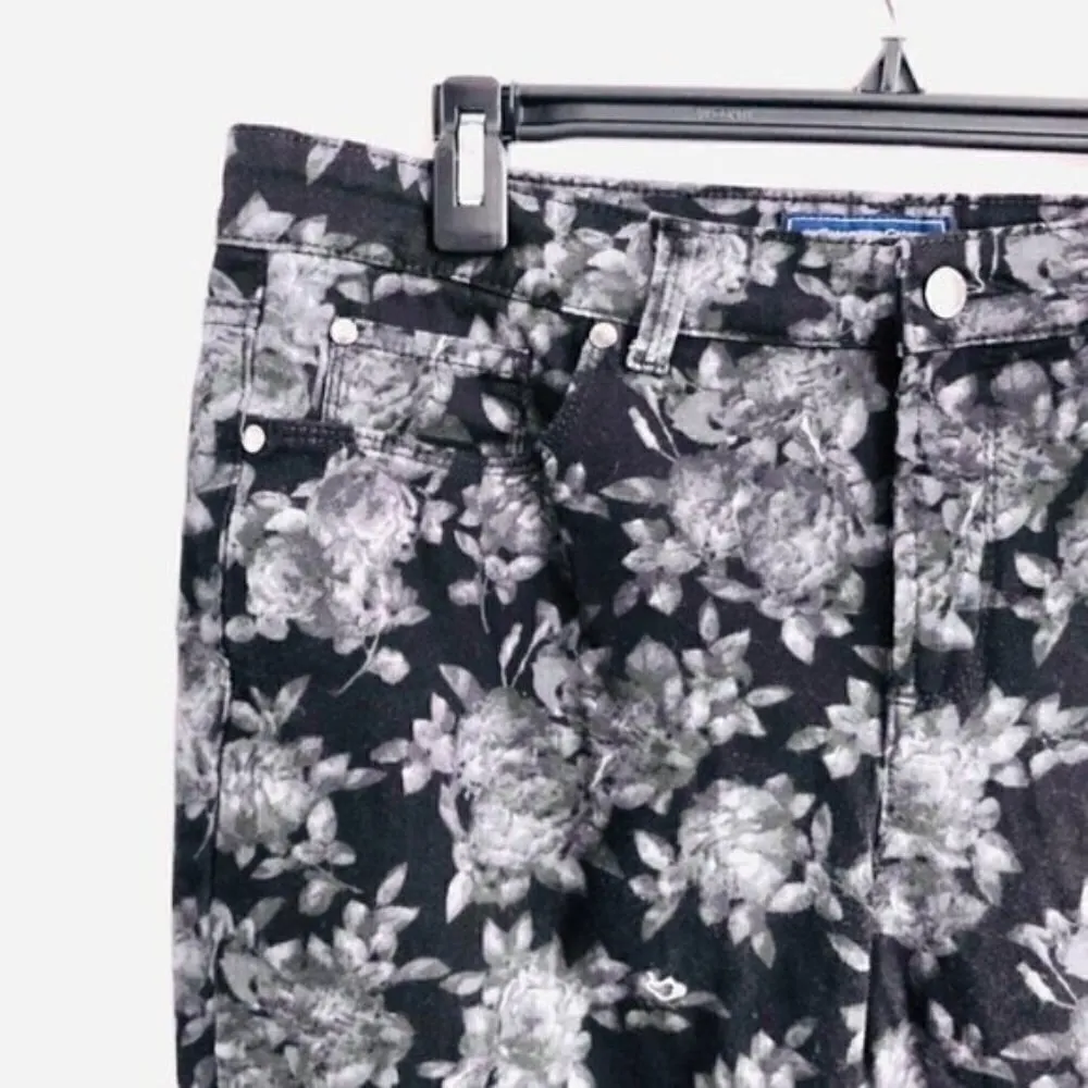 Charter Club Jean Capri Jean 14 Modern Fit Skinny Stretch Floral Black Gray - Image 4