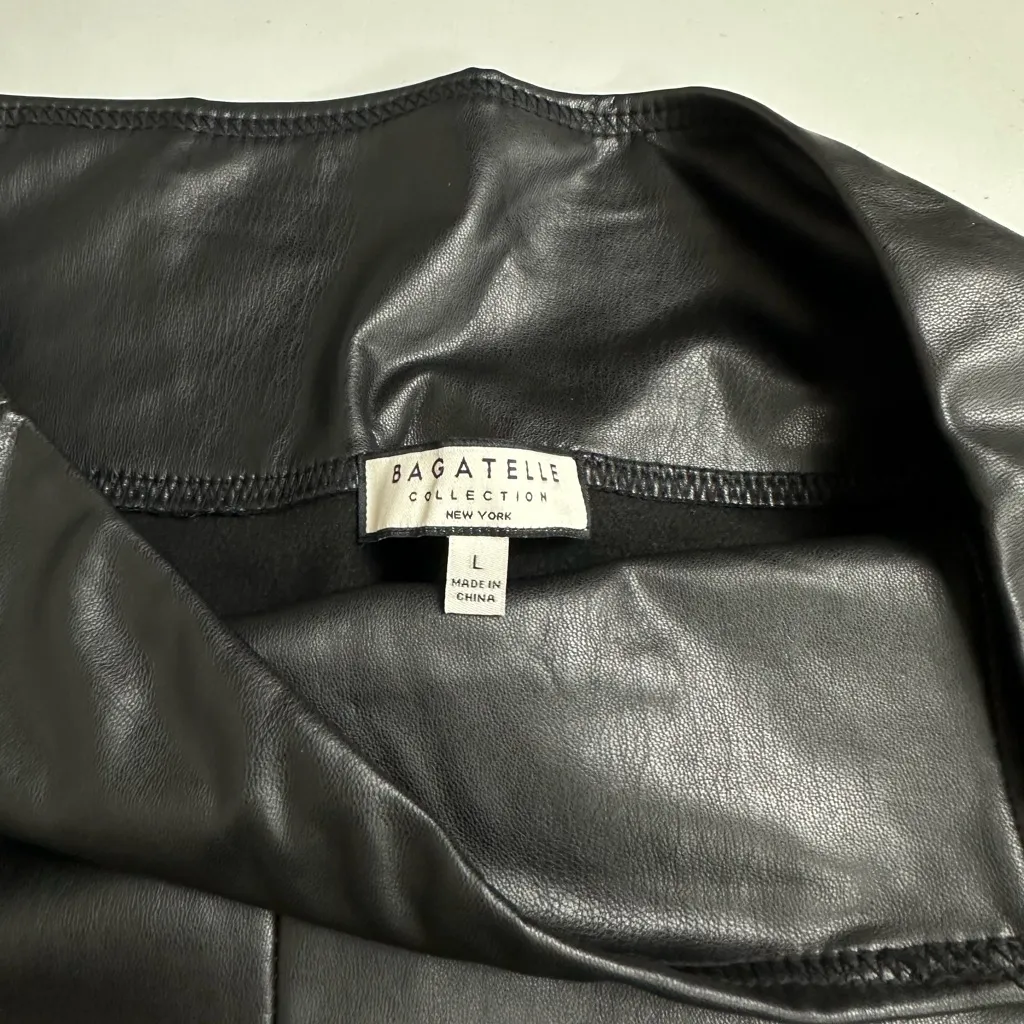 BAGATELLE Collection Classic Black High-Rise Faux Leather Leggings Size Large - Image 6